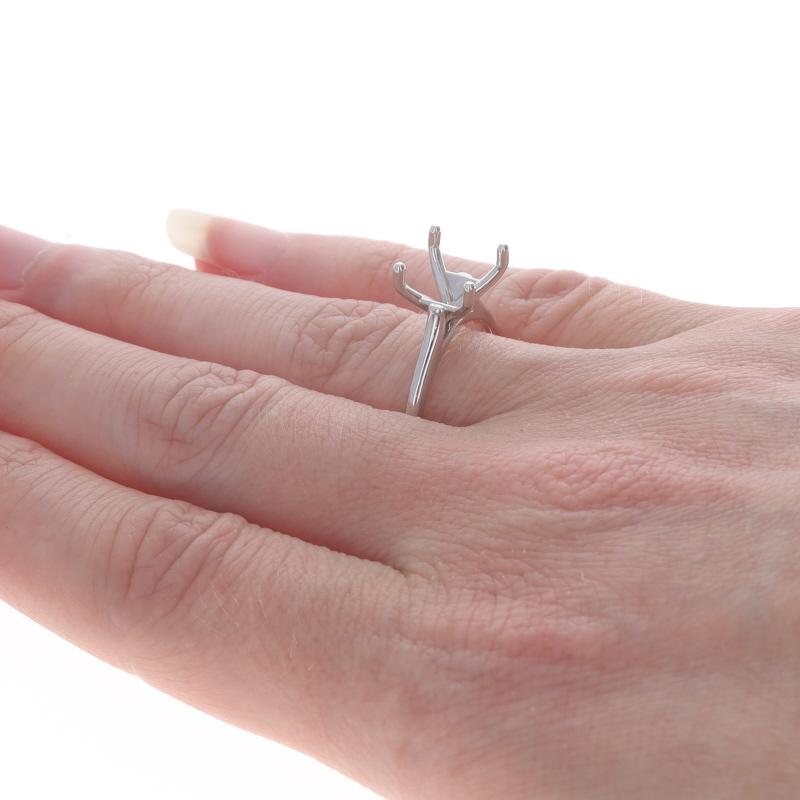 White Gold Semi-Mount Solitaire Engagement Ring - 14k Cathedral for 10mm Round For Sale 1