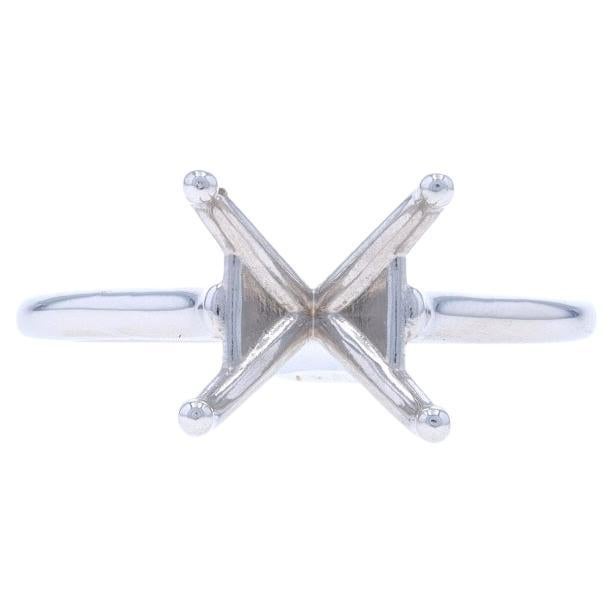 White Gold Semi-Mount Solitaire Engagement Ring - 14k Cathedral for 10mm Round