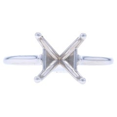 Bague de fiançailles solitaire semi-mountée en or blanc 14 carats pour 10 mm rond