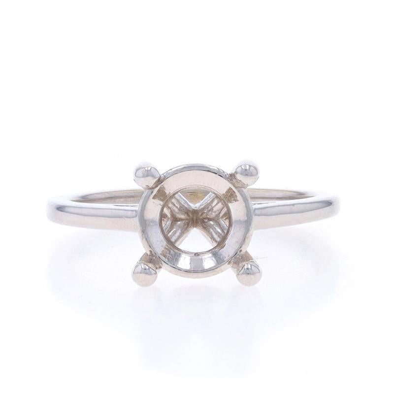 Size: 6 3/4
Sizing Fee: Up 3 sizes for $40 or Down 2 sizes for $40

Metal Content: 14k White Gold

Center Fits Stone Diameter: ~8mm

Style: Solitaire
Features: Cathedral Mount

Measurements
Face Height (north to south): 11/32