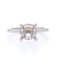 White Gold Semi-Mount Solitaire Engagement Ring - 14k Cathedral for ~8mm
