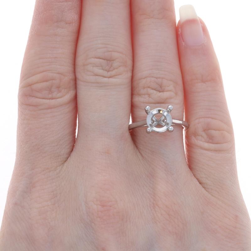 White Gold Semi-Mount Solitaire Engagement Ring - 14k Cathedral for ~8mm In New Condition For Sale In Greensboro, NC