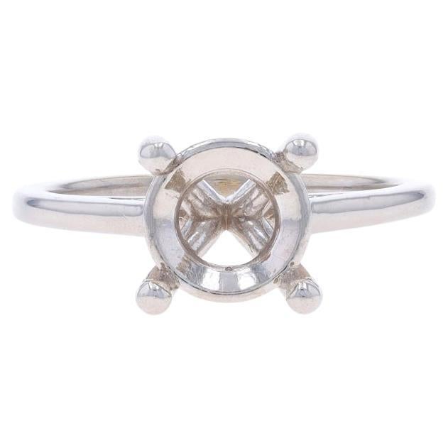 White Gold Semi-Mount Solitaire Engagement Ring - 14k Cathedral for ~8mm