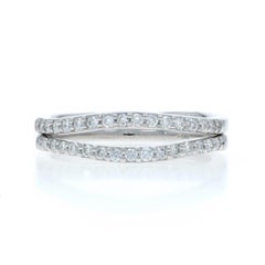 White Gold Set of 2 Diamond Wedding Bands - 14k Rd .50ctw Enhancer Guard Rings