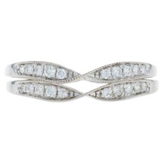 White Gold Set of 2 Diamond Wedding Bands - 14k Round .52ctw Twist Guard Rings