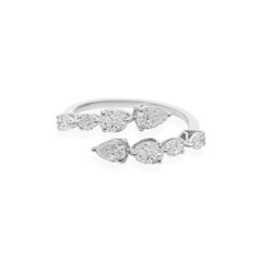 Spectrum Jewels Natural SI/H Diamond 14 Karat White Gold Open Bypass Ring