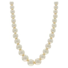 White Gold Simulated Pearl Graduated Strand Necklace 18" - 10k Beads White Gold Simulated Pearl Graduated Strand Necklace 18" - 10k Beads