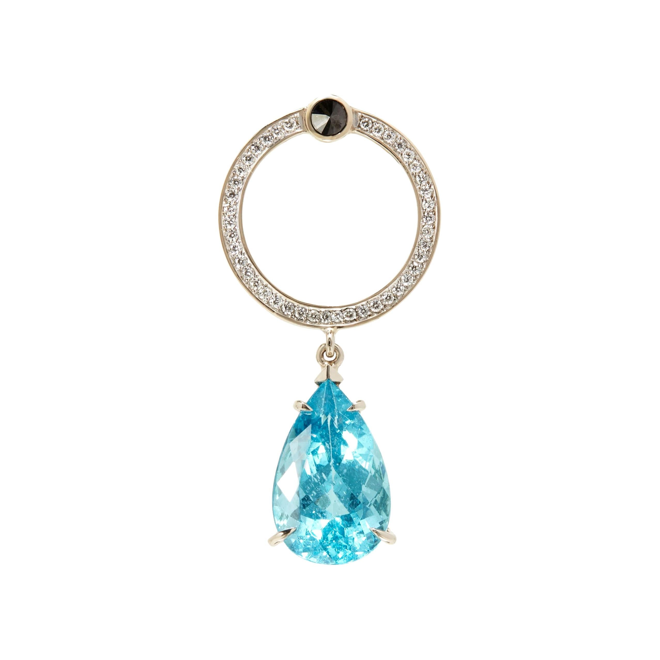 Apatite 7, 57ct and White & Black Diamonds Earring For Sale