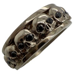 Weißgold Schädelring 14KT Gold 7mm Herren Diamantring aus Weißgold