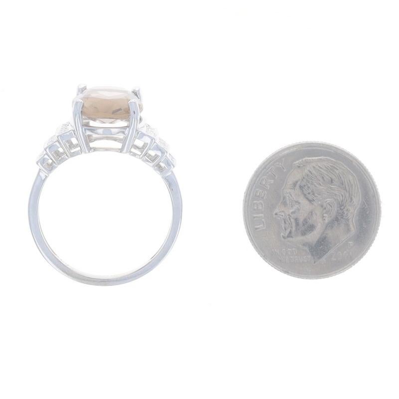 Anello con diamante di quarzo fumé in oro bianco - 14k Ovale 2,09ctw in vendita 1