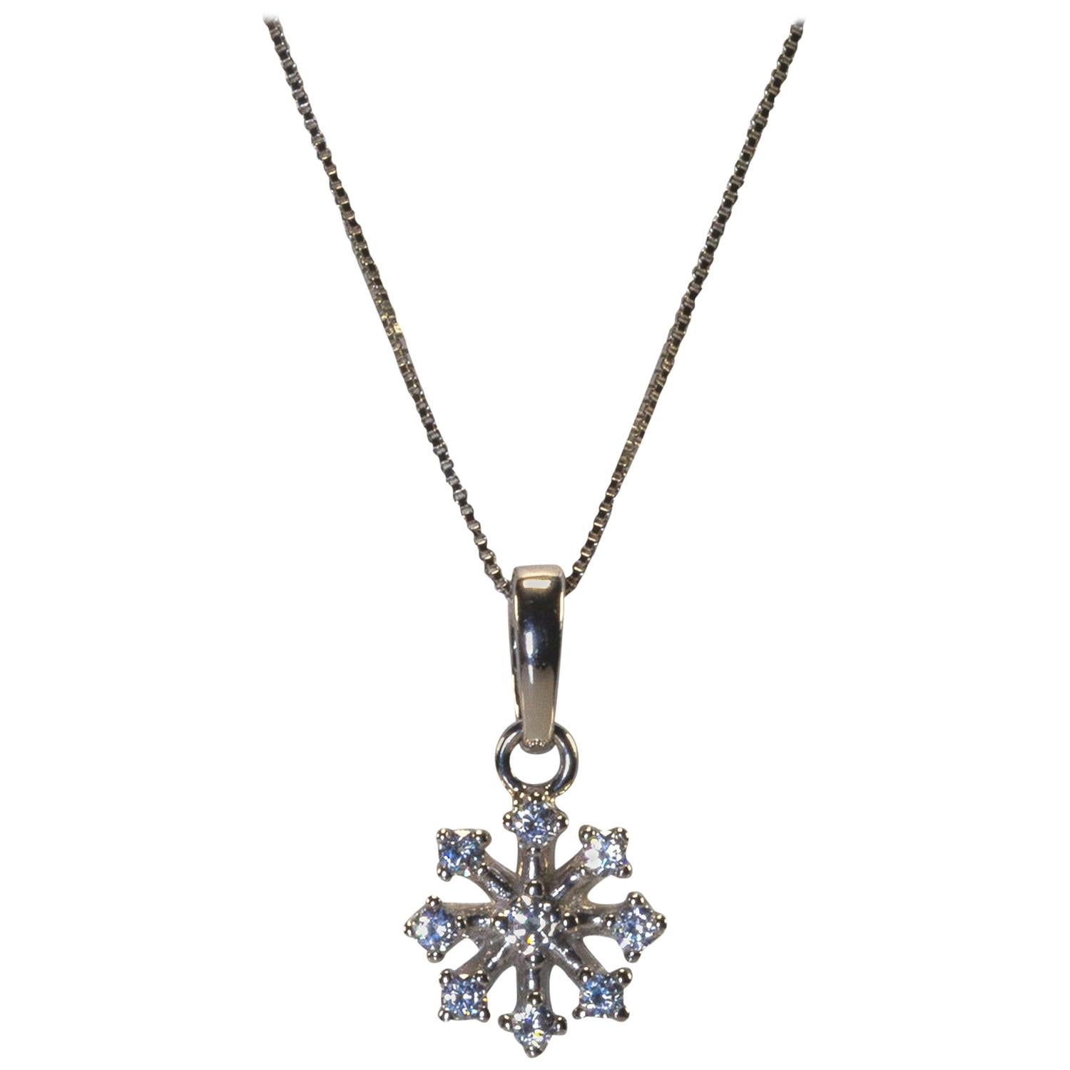 White Gold 18k Snowflake Diamond Necklace