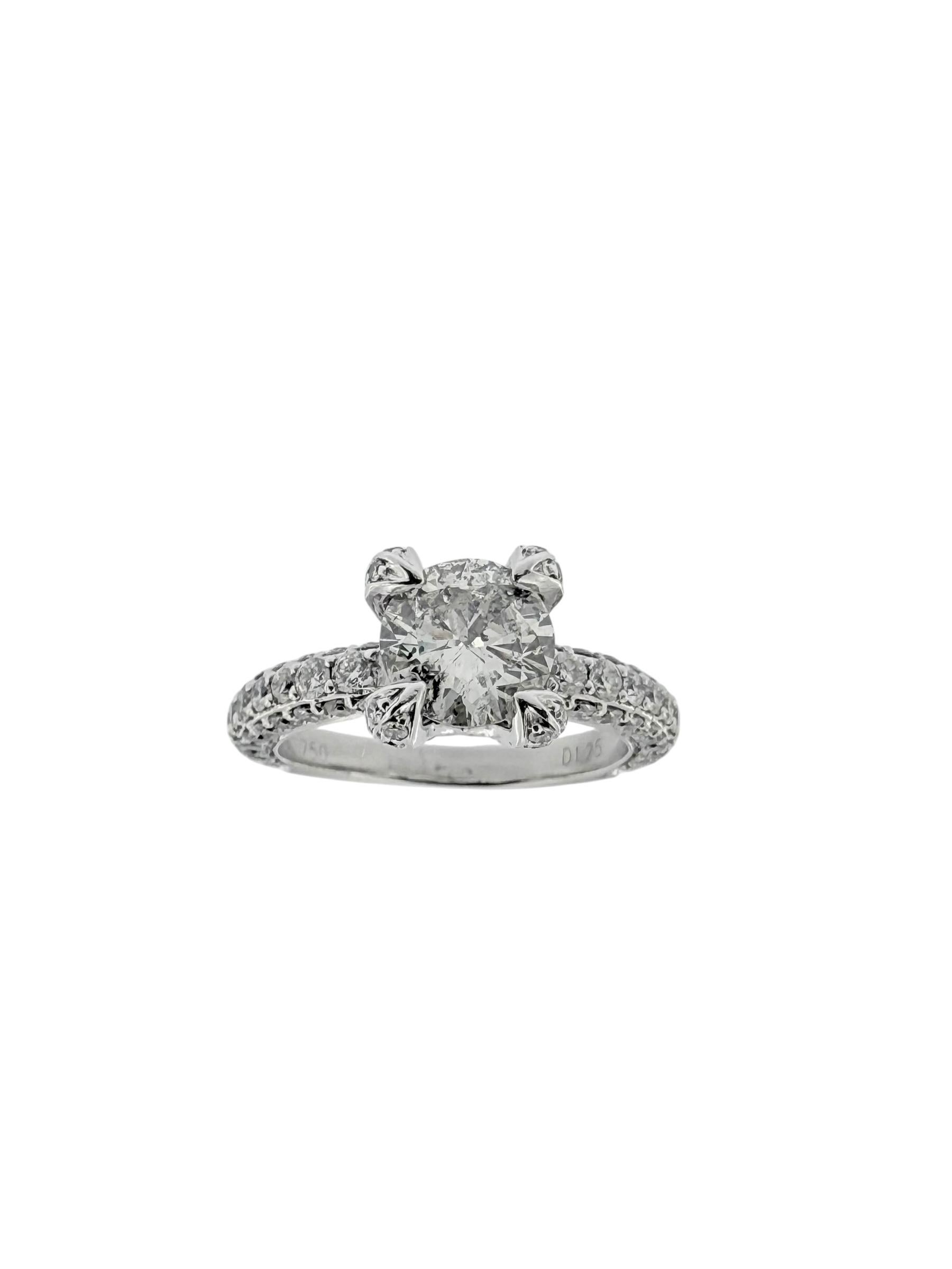 Bague en or blanc avec solitaire et diamant en vente 2