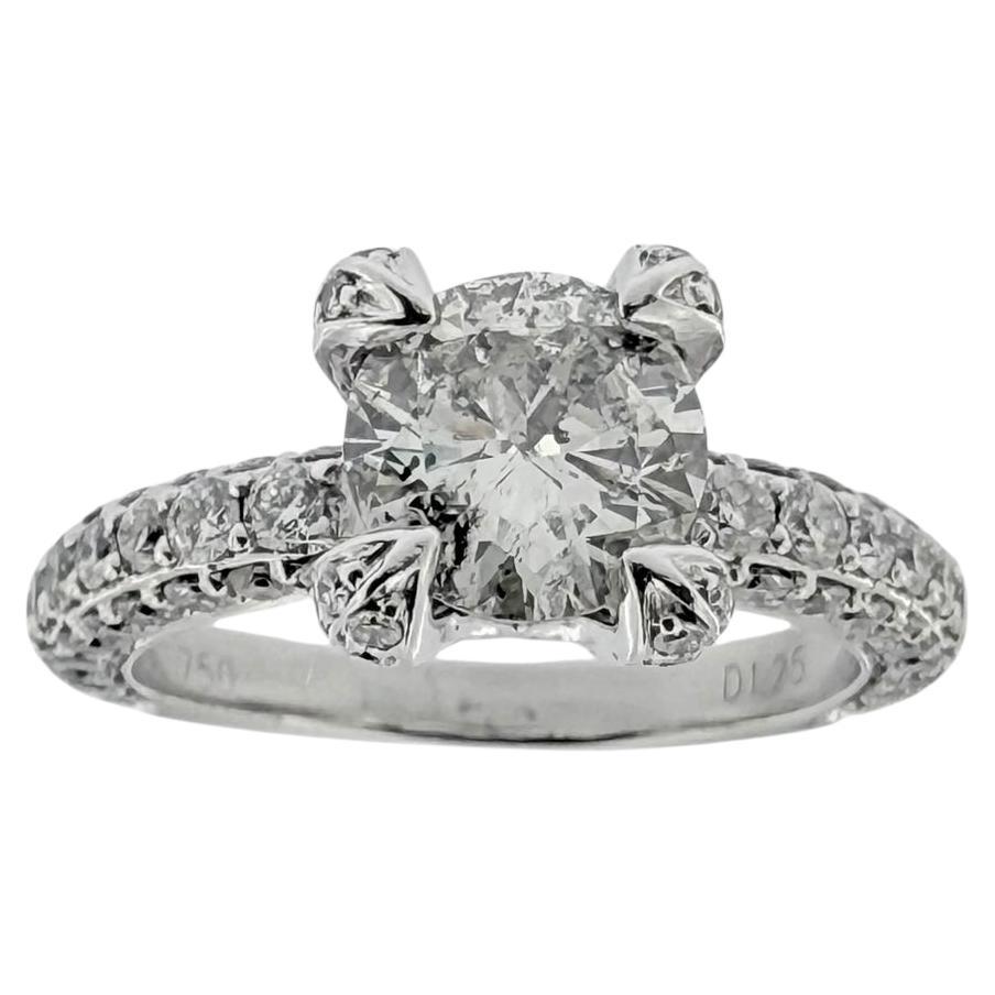 Bague en or blanc avec solitaire et diamant en vente