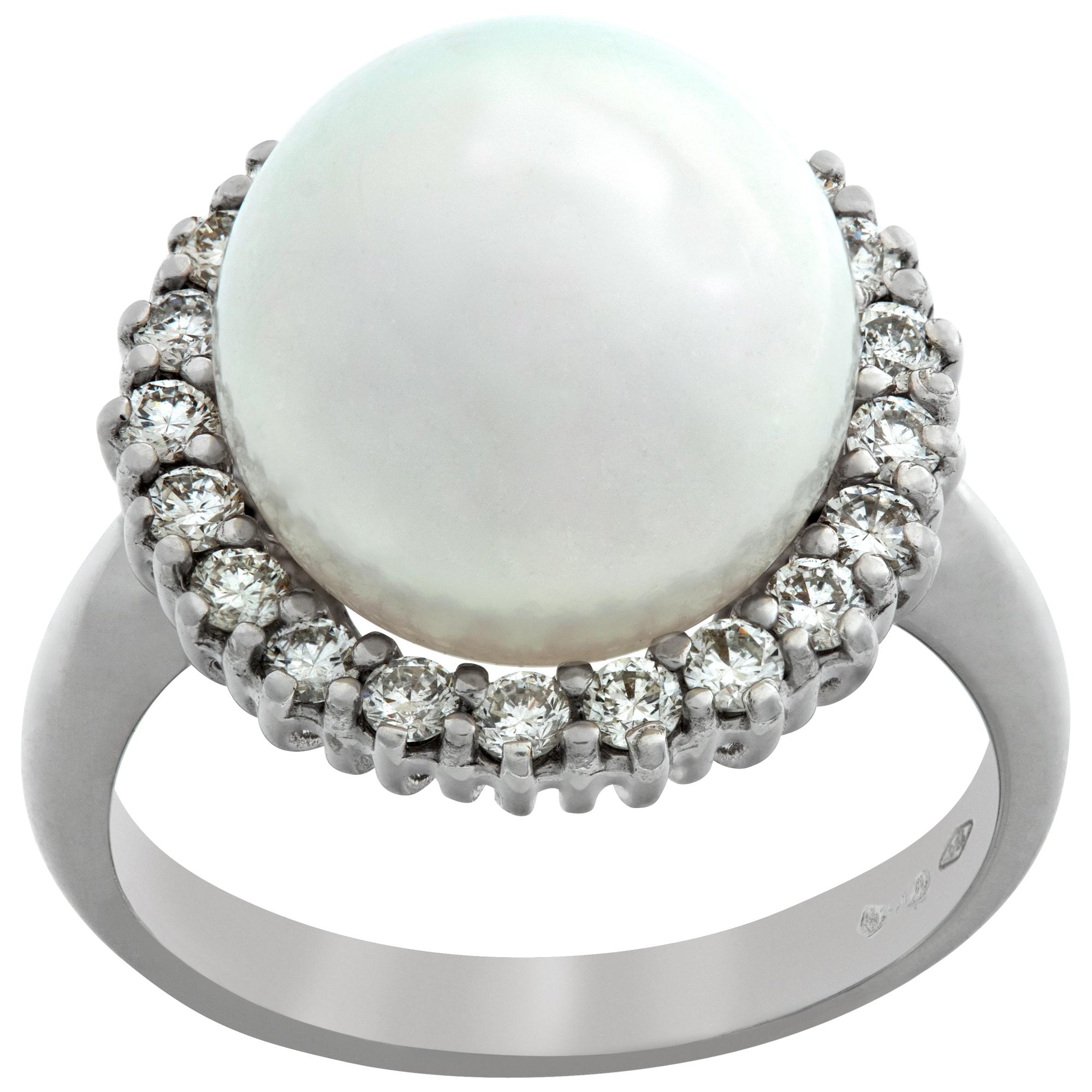 White gold South Sea pearl & diamond ring
