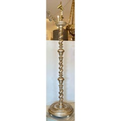 White Gold Spanish Colonial Giltwood Designer Floor Lamp - Malaga by Randy Esada
