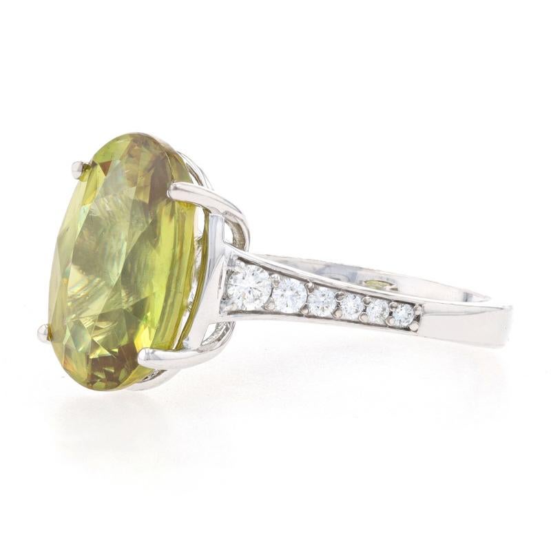 Verlobungsring aus Weißgold mit Sphene & Diamant - 18k Oval 7,42ctw (Ovalschliff) im Angebot