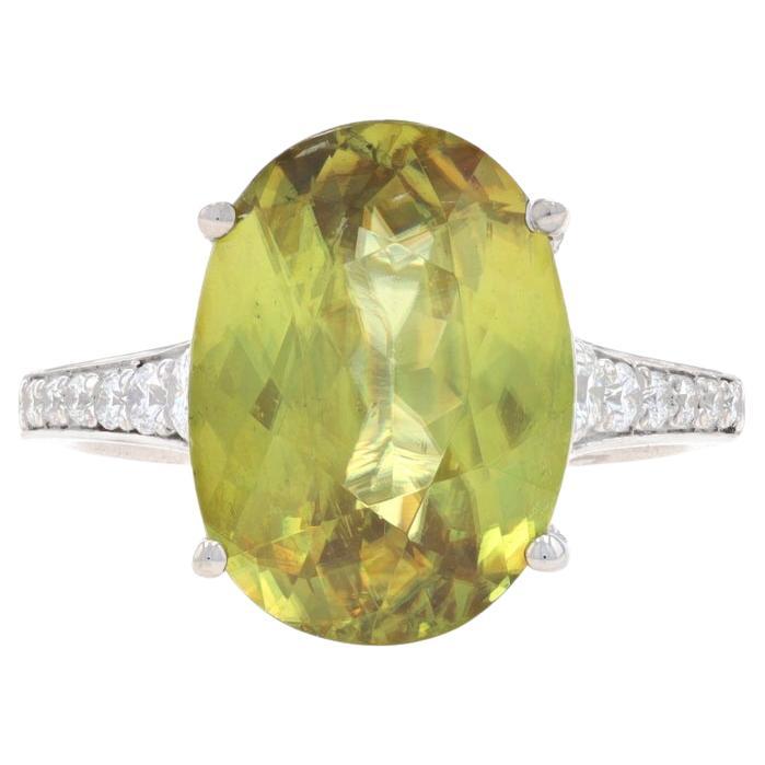 Anello di fidanzamento in oro bianco con sfeno e diamanti - 18k Ovale 7,42ctw