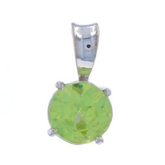 White Gold Sphene Solitaire Pendant - 14k Round 1.15ct