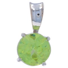 White Gold Sphene Solitaire Pendant - 14k Round 1.15ct