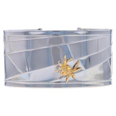 White Gold Spider Cuff Bracelet 7 1/4" 14k Web