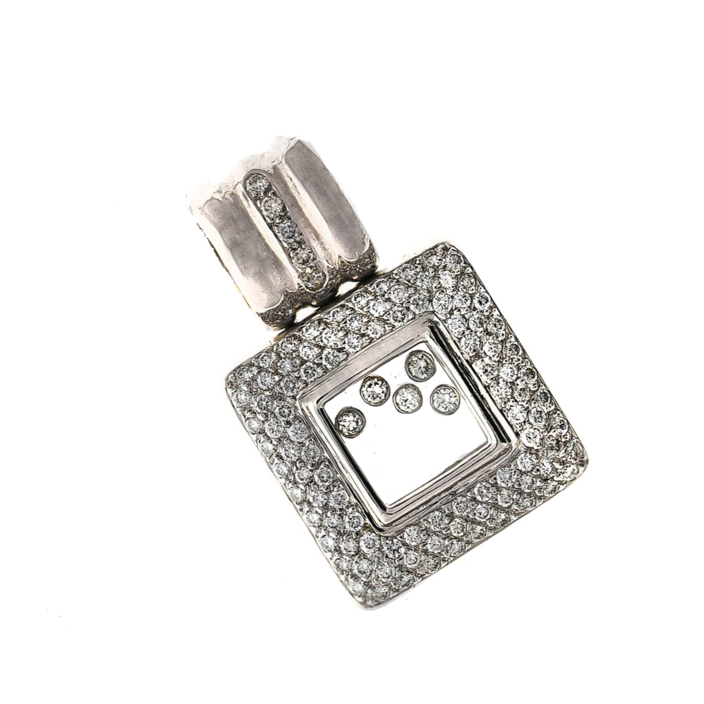 18K White Gold Square Diamond  Slide In New Condition For Sale In Spartanburg, SC