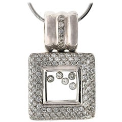 18K White Gold Square Diamond  Slide