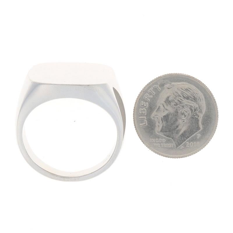 White Gold Square Signet Men's Ring - 14k Engravable For Sale 2