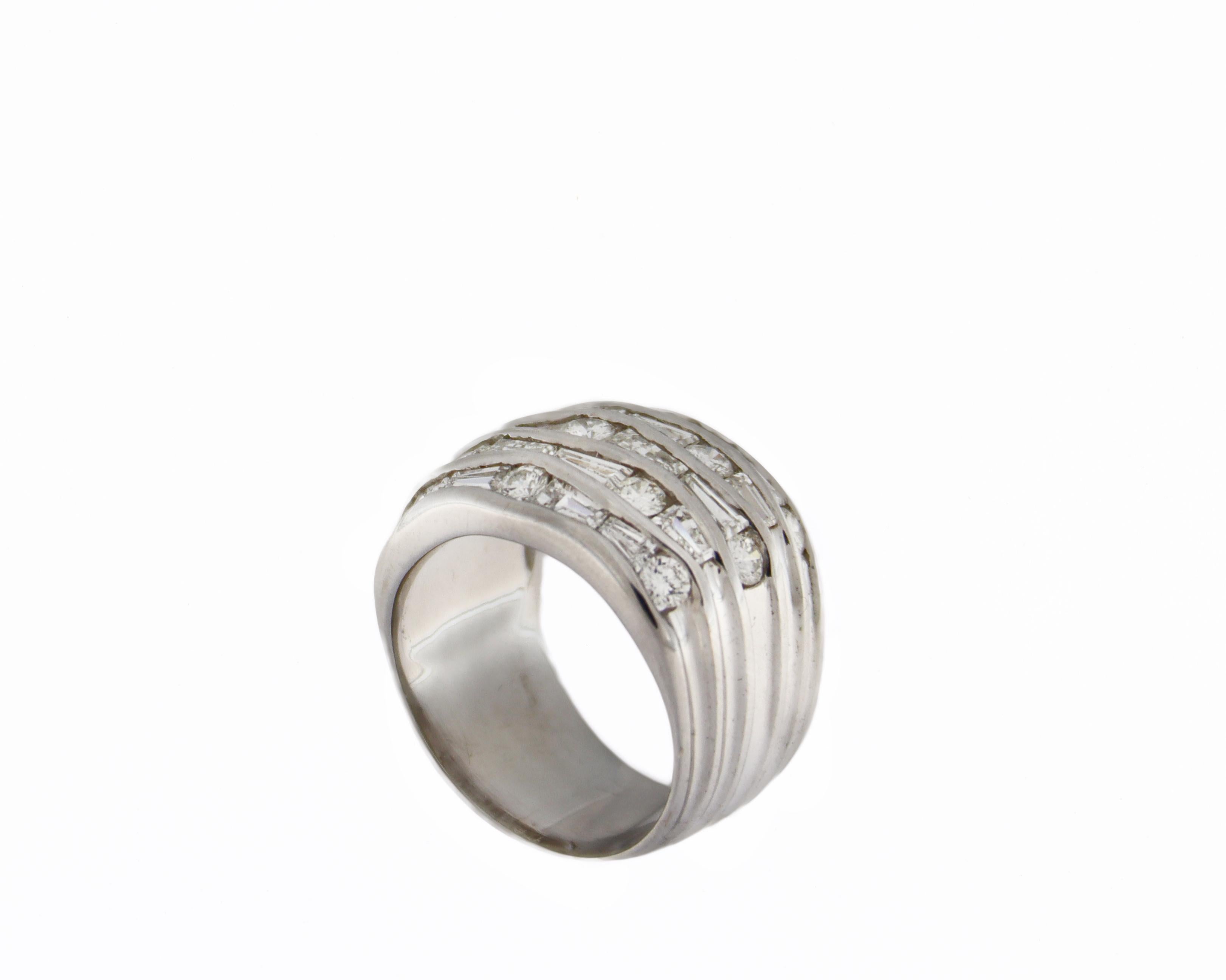 White Gold Stack 18 Carat Band Ring Diamonds For Sale 6