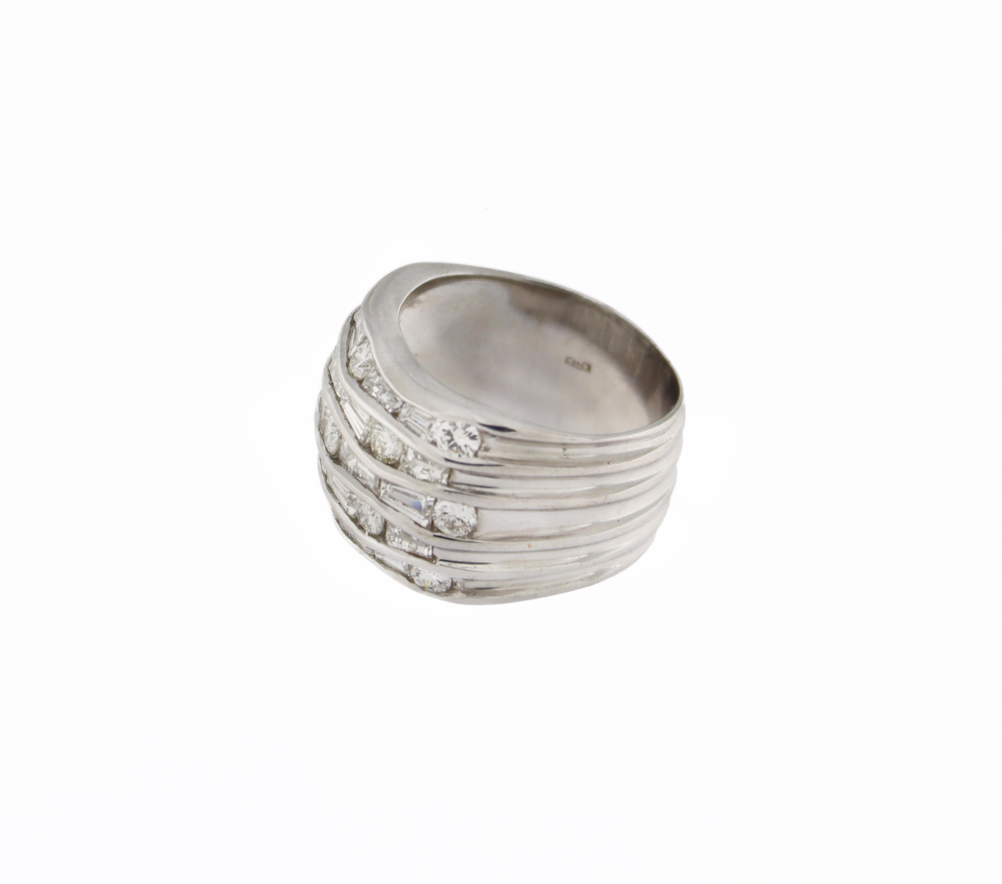 White Gold Stack 18 Carat Band Ring Diamonds For Sale 7