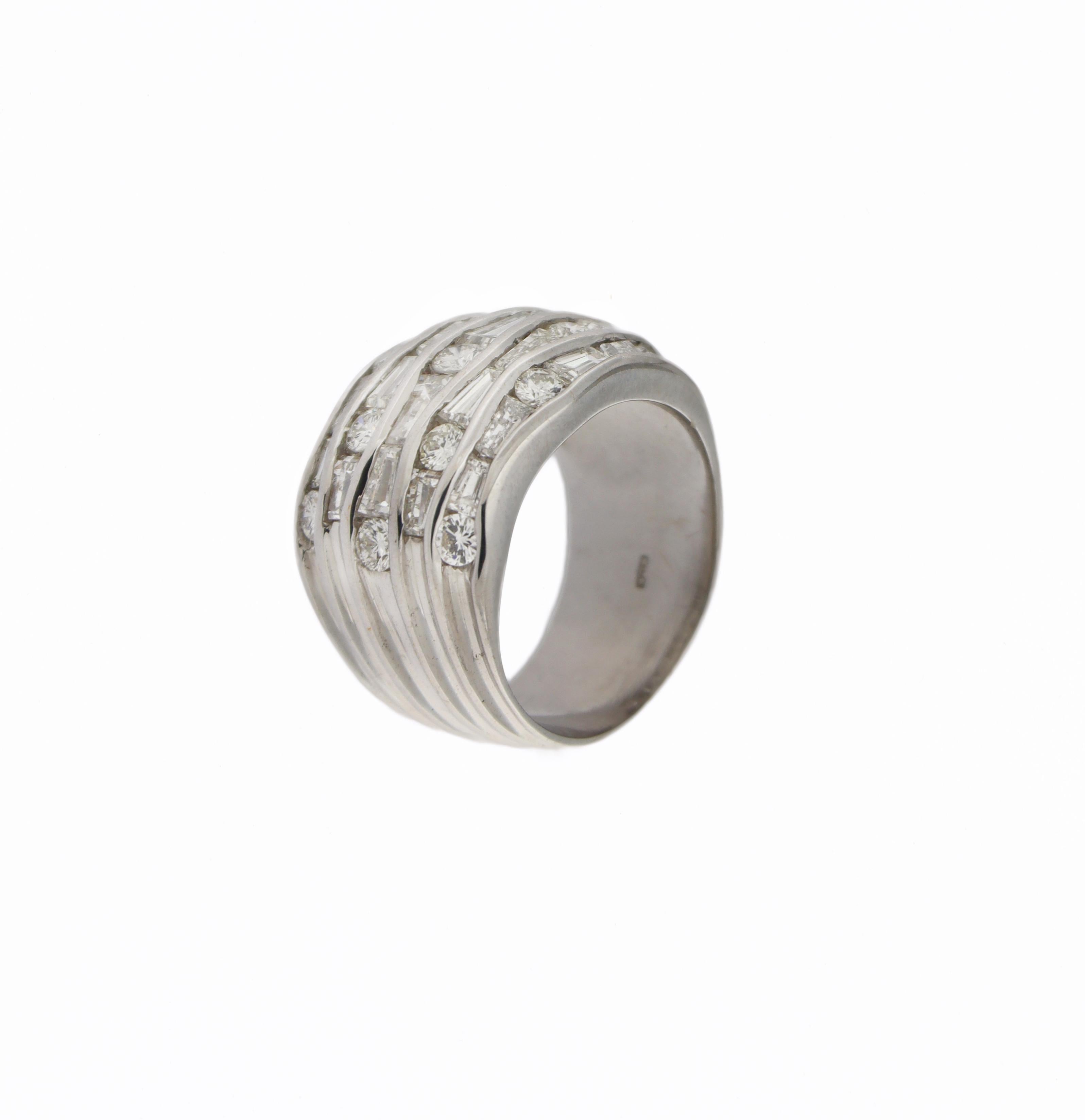 White Gold Stack 18 Carat Band Ring Diamonds For Sale 8