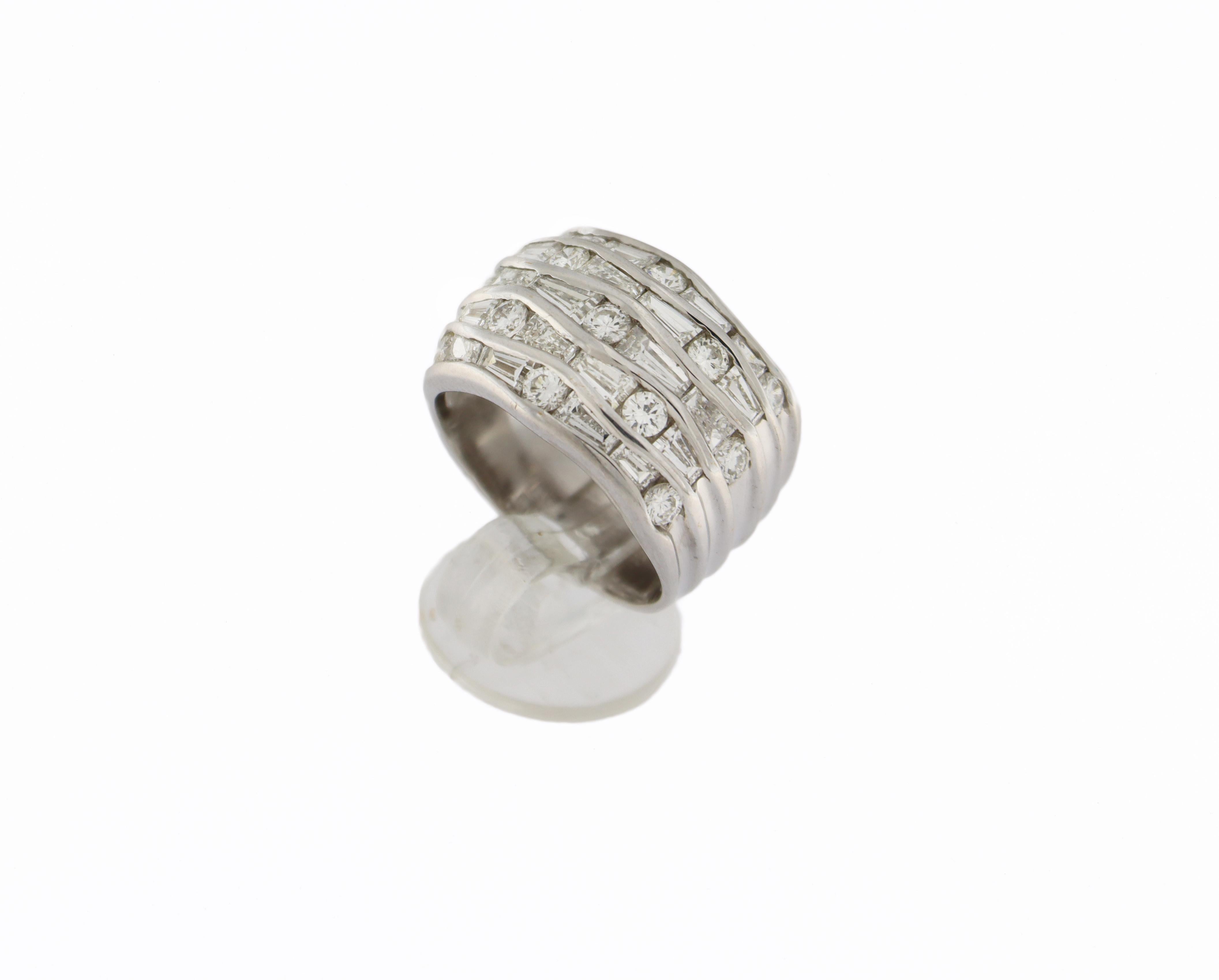 White Gold Stack 18 Carat Band Ring Diamonds For Sale 9