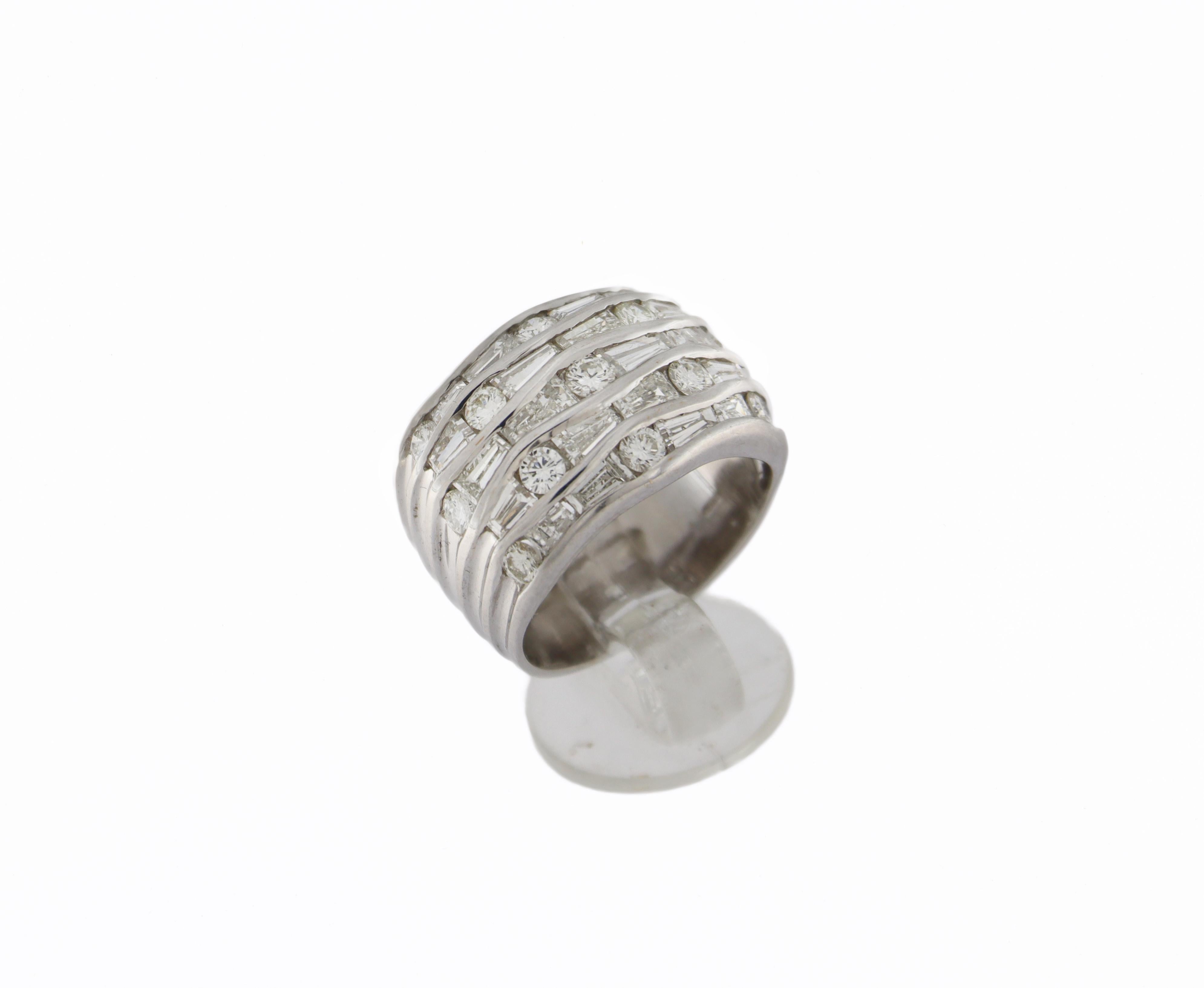 White Gold Stack 18 Carat Band Ring Diamonds For Sale 10
