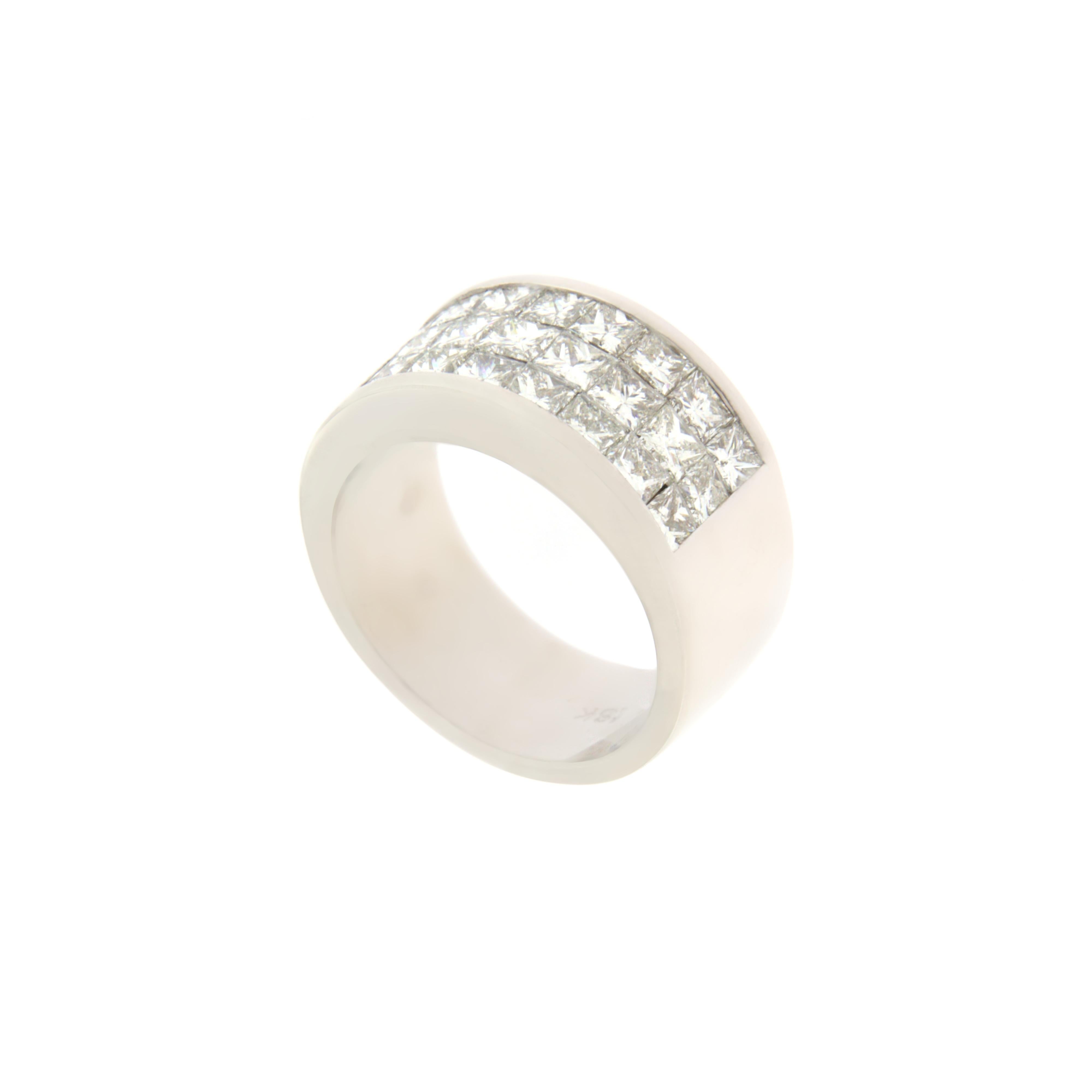 Artisan White Gold Stack 18 Carat Band Ring Diamonds For Sale