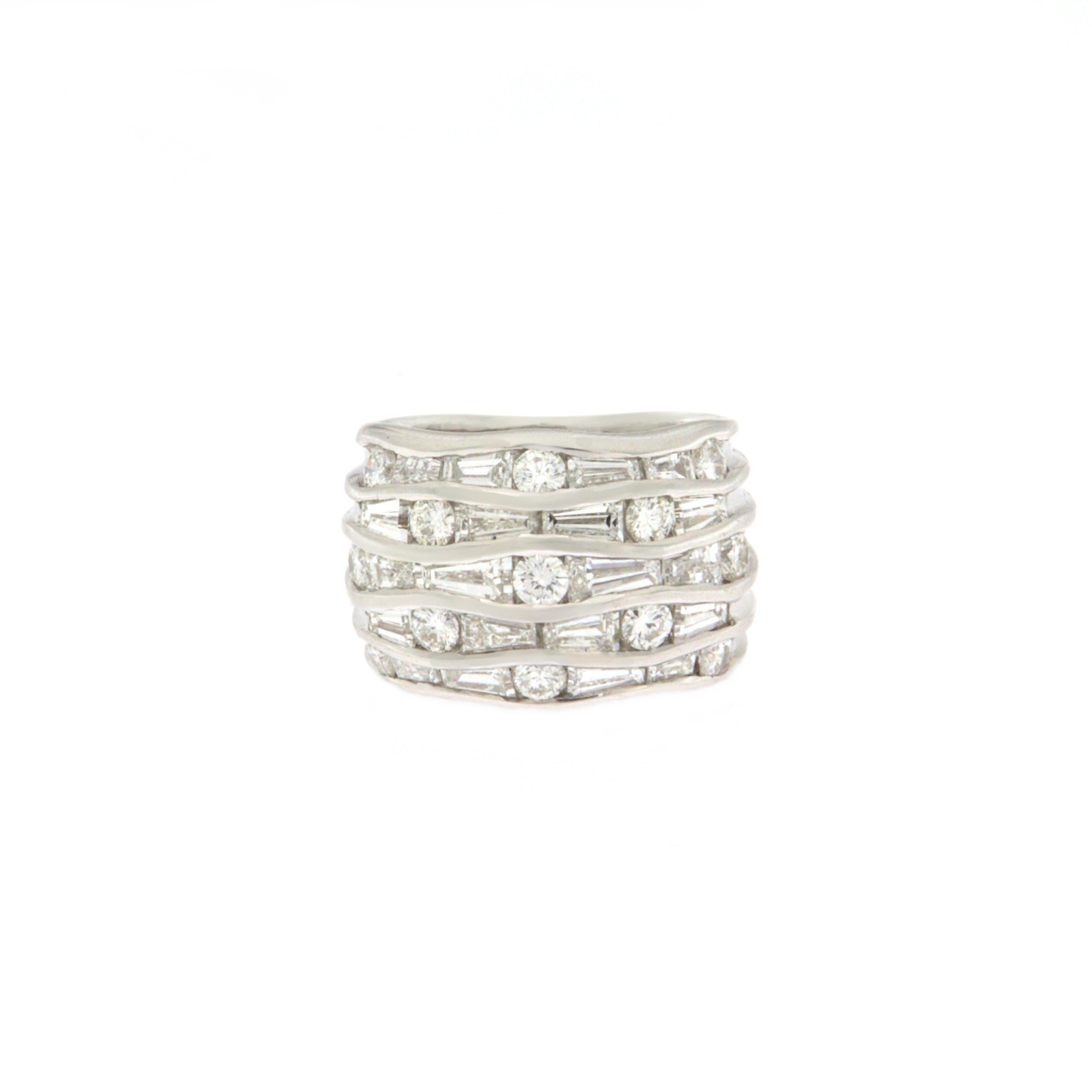 Women's White Gold Stack 18 Carat Band Ring Diamonds For Sale