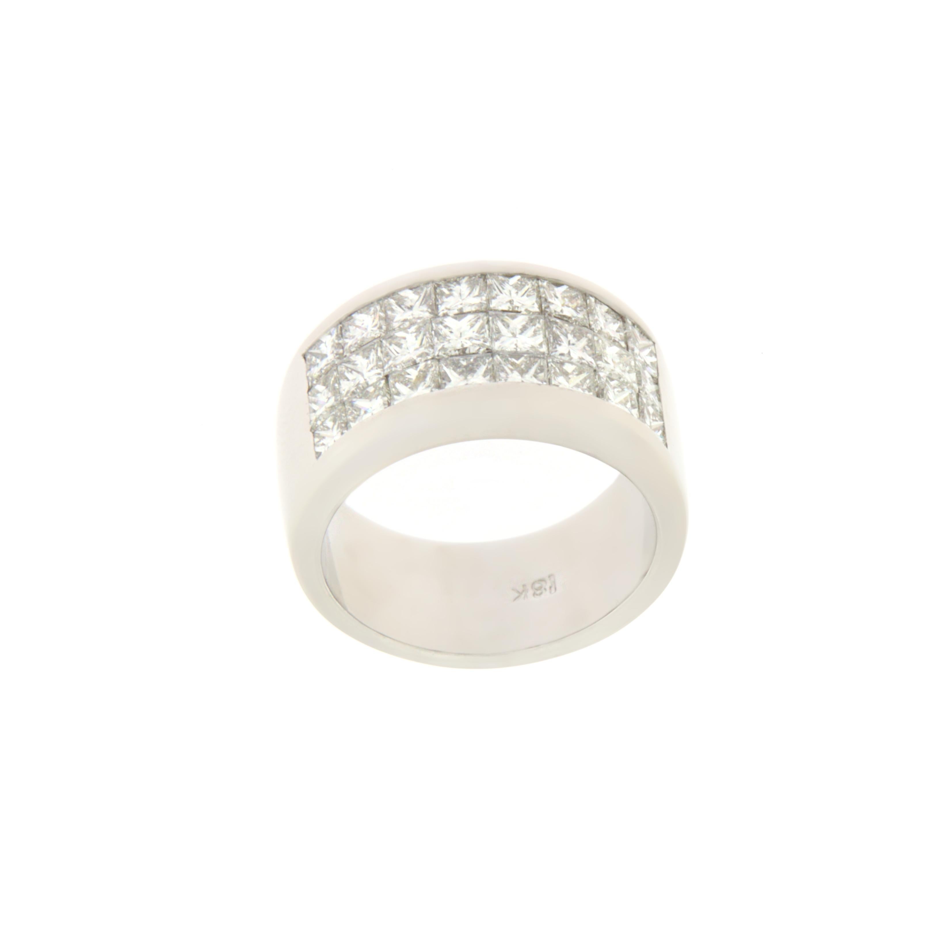 White Gold Stack 18 Carat Band Ring Diamonds For Sale 1