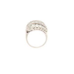 Handmade 18K White Gold Band Ring with 4.12ct Diamonds, Italy, 1990