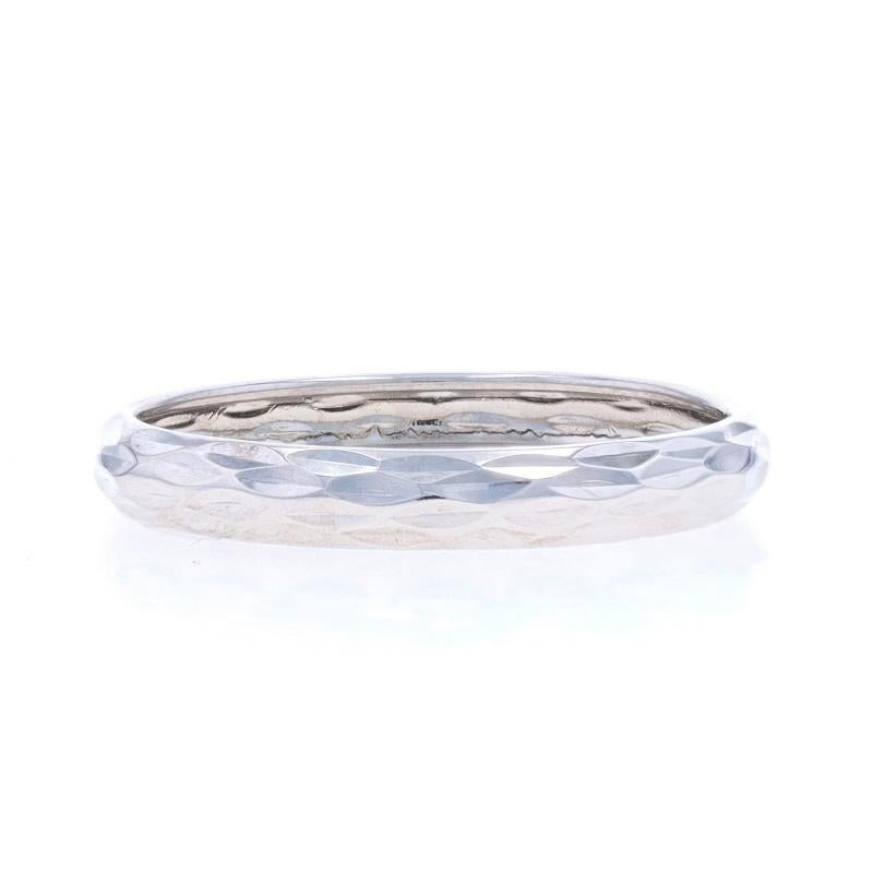 Women's White Gold Stackable Etched Band - 14k Italian Wedding Ring Sz 9