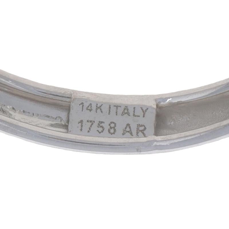 White Gold Stackable Etched Band - 14k Italian Wedding Ring Sz 9 3