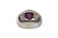 White Gold Star Ruby and Baguette Diamond Gypsy Ring
