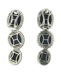 White Gold Star Sapphire and Diamond Dangle Earrings