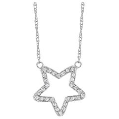 star shaped diamond pendant necklace White Gold Star Shape Diamond Pendant Necklace