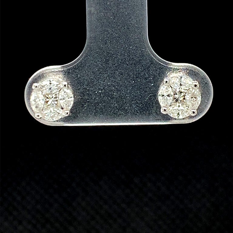 Artisan 1.16 Carat Total Weight  White Gold Stud Earrings For Sale