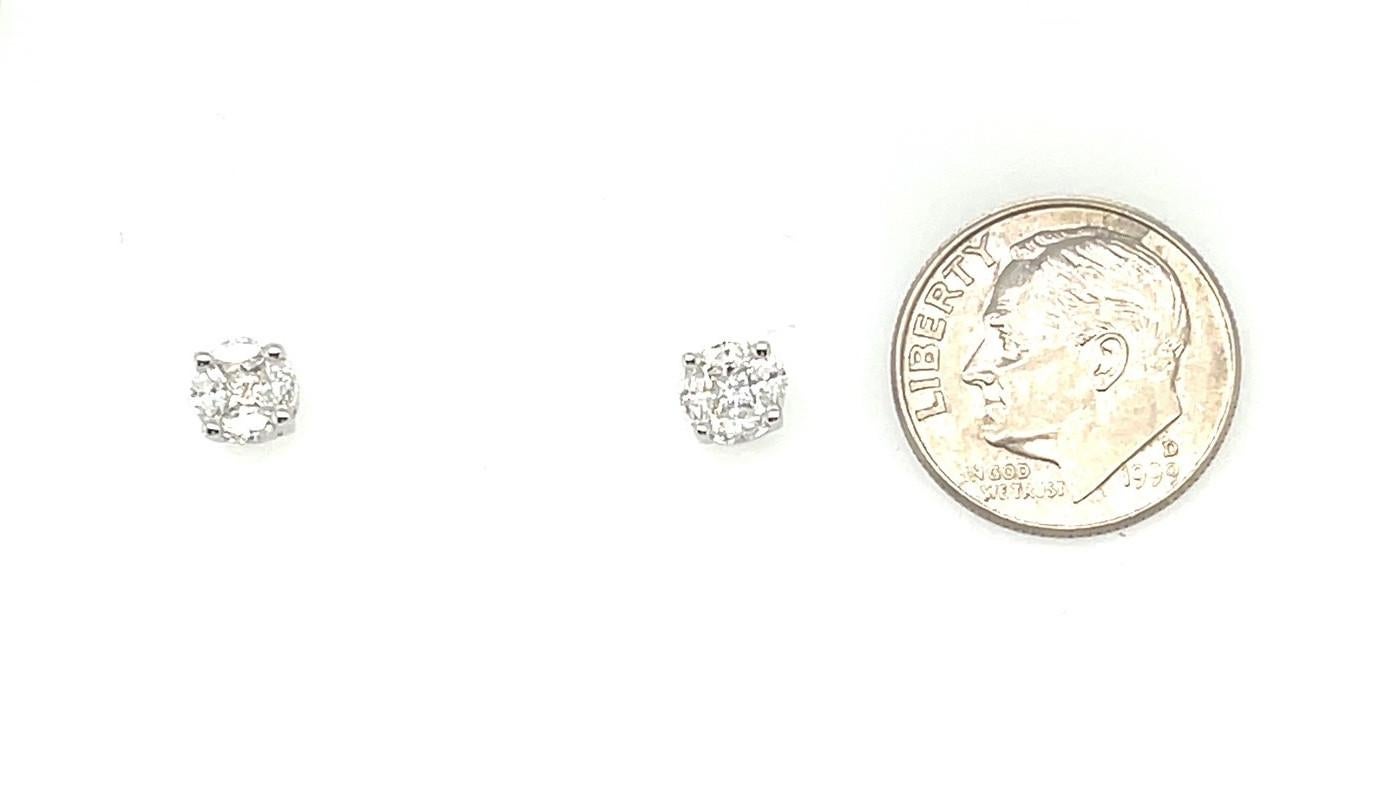 Women's or Men's Diamond Illusion Stud Earrings in White Gold, 1.16 Carat Total  For Sale