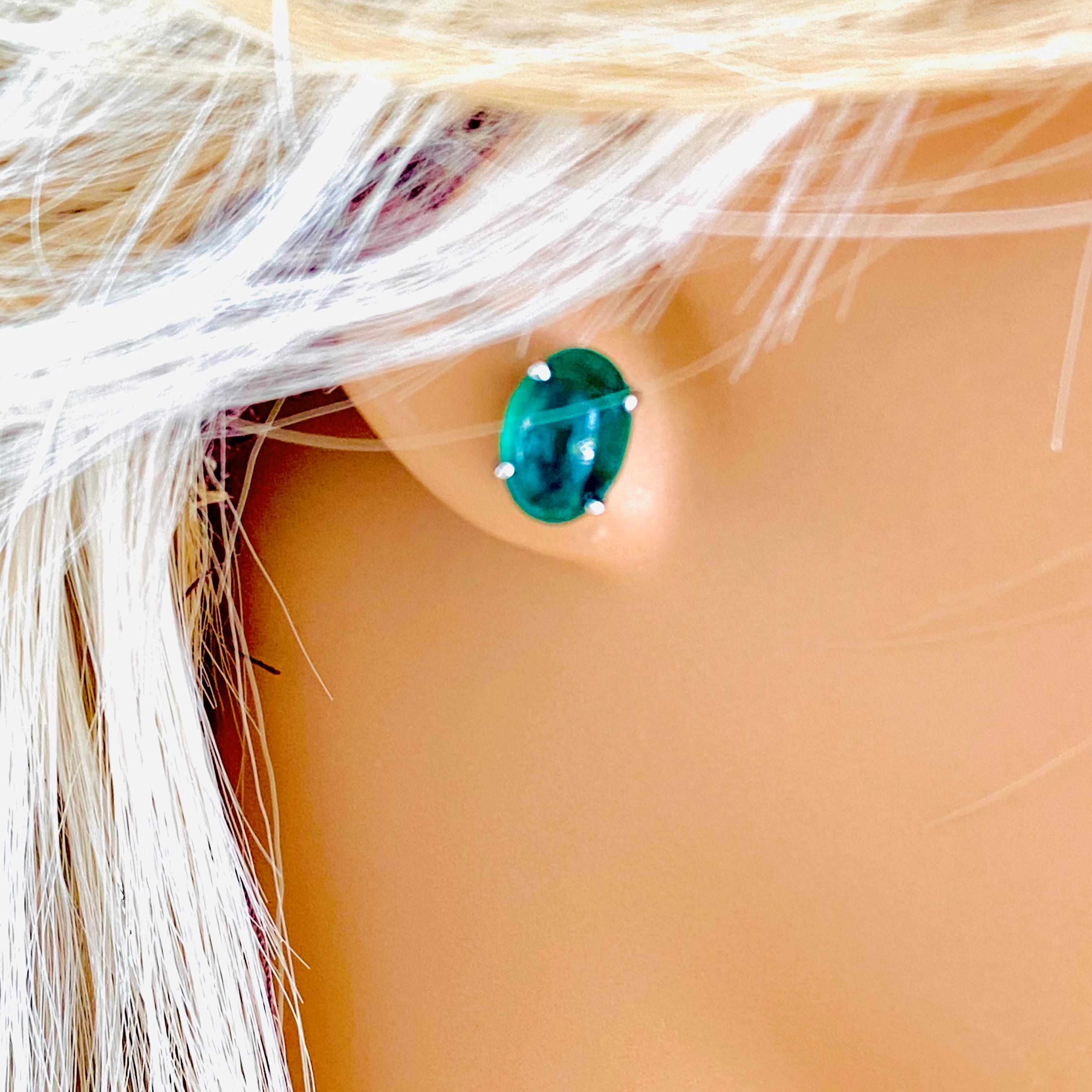 emerald cabochon earrings