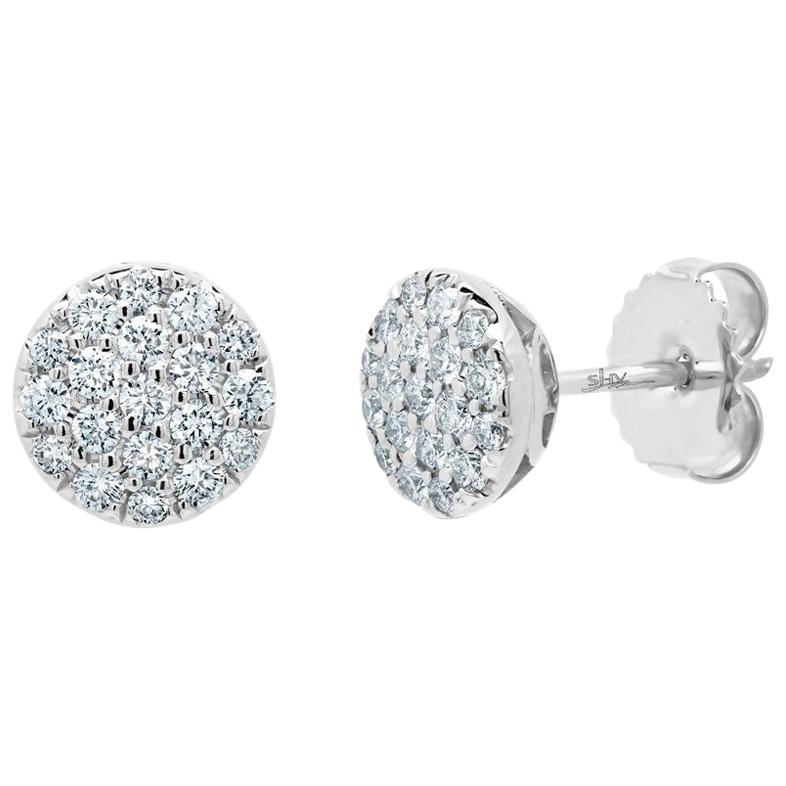 White Gold Stud Earrings with Diamonds For Sale