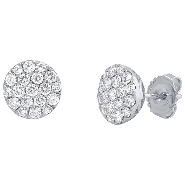 White Gold Stud Earrings with Diamonds For Sale at 1stDibs