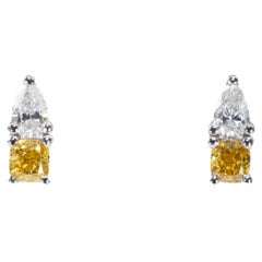 White Gold Stud Fancy Earrings with 0.54 ct Natural Diamonds, AIG certificate
