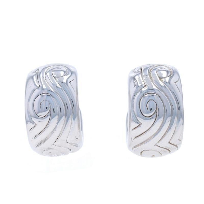 Contenuto del metallo: Oro bianco 14k

Stile: A cerchio
Tema: Vortice, Astratto
Caratteristiche: Design inciso, struttura cava per un uso confortevole per tutto il giorno.

Misure

Altezza: 7/8