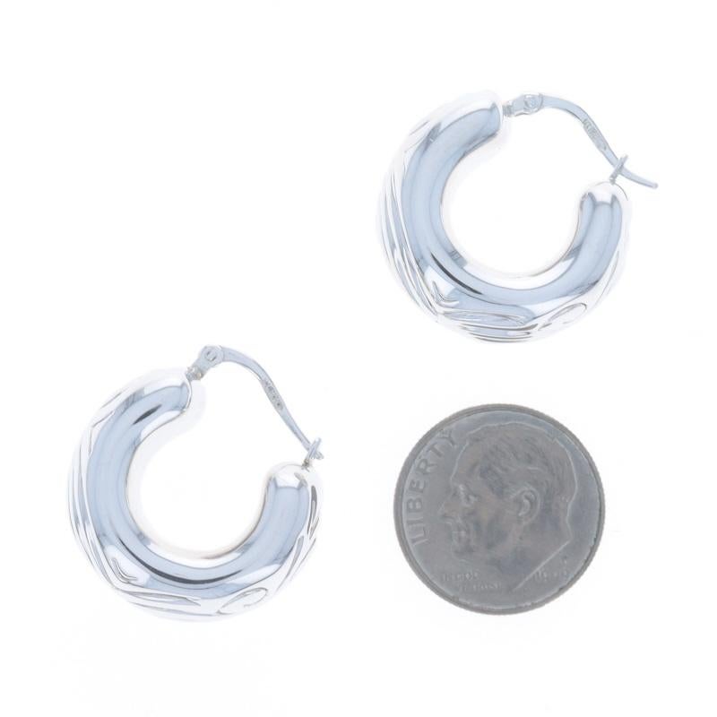 Donna Orecchini a cerchio a spirale in oro bianco - 14k Astratto Trafitto Italia in vendita