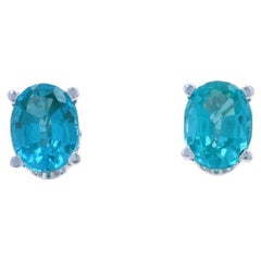 Orecchini in oro bianco con spinello sintetico - 14k Oval 2.56ctw Pierced Lab-Created